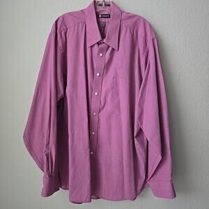 Chaps Purple Dress Shirt Long Sleeve 18.5 36-37 Wrinkle Free USA Button XXL